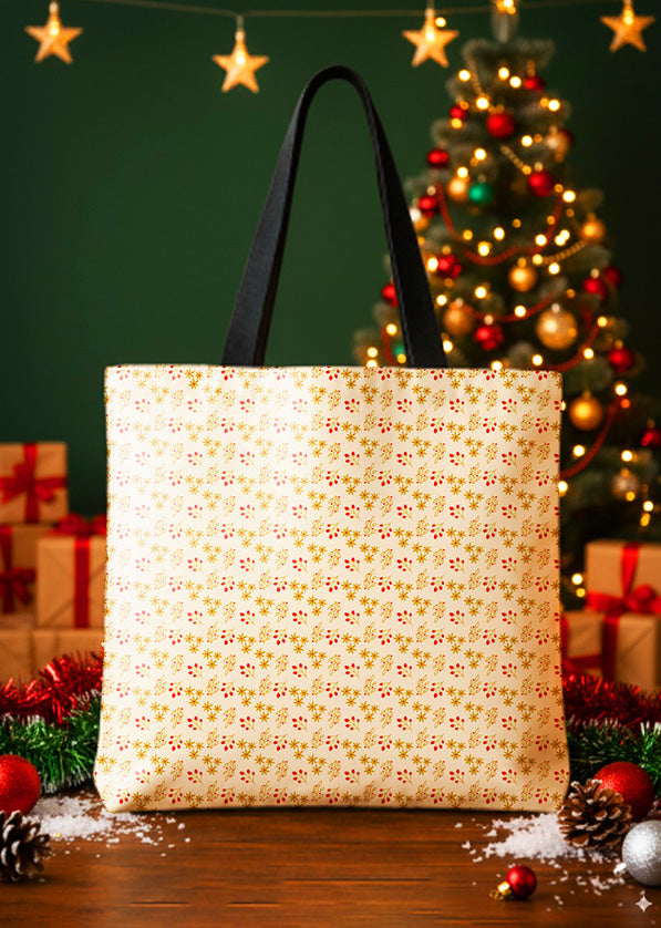 Canvas Totebag Small Flowers And Berries Pattern Cute Christmas GTT0261