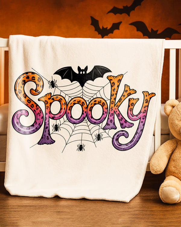 Blanket Spooky Leopard Print Bat Spiders Cute Halloween GBL018
