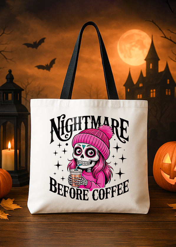 Canvas Tote Sugar Skull Girl Coffee Hat Cute Halloween GTT0232