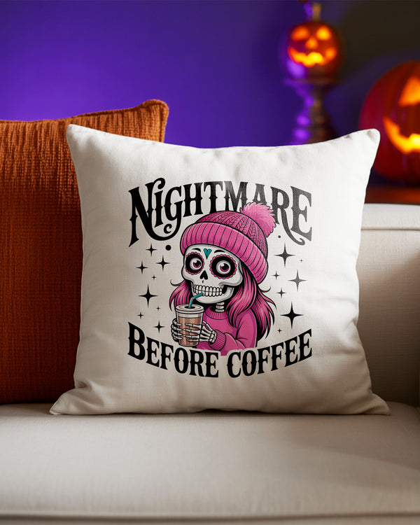 Pillow Cushion Sugar Skull Girl Coffee Hat Cute Halloween GPL0175