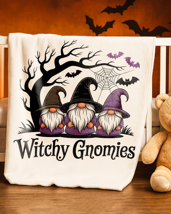 Blanket Three Gnomes Witch Hats Halloween BatsCute Halloween GBL020