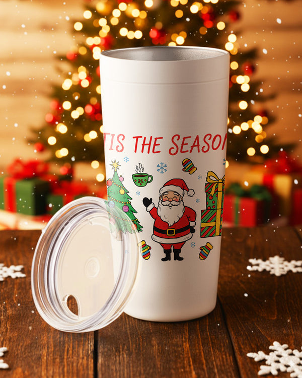 Stainless Tumbler Tis The Season Santa Christmas Tree GTB0198