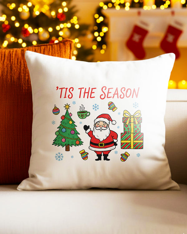 Pillow Cushion Case Tis The Season Santa Christmas TreeCute Christmas GPL0228