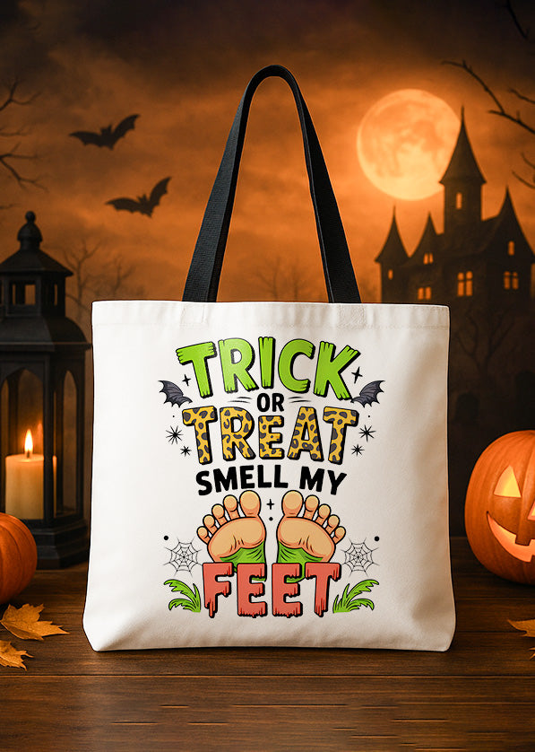 Canvas Tote Trick Or Treat Smell My Feet Halloween Cute Halloween GTT0234