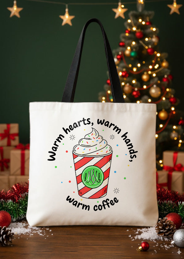 Canvas Totebag Warm Hearts, Warm Hand, Warm Coffee GTT0357
