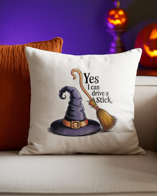 Pillow Cushion Witch Hat Broom Yes I Can Drive A Cute Halloween GPL0177