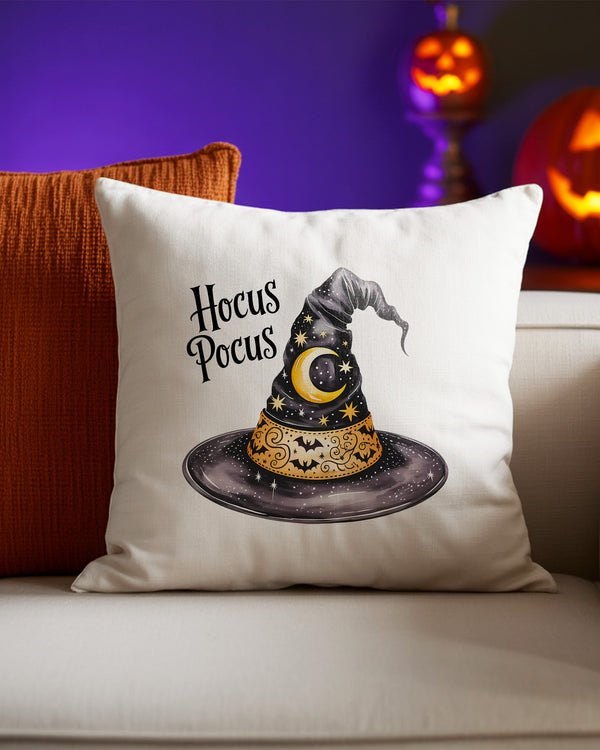 Pillow Cushion Witch Hat Moon Stars Bats Cute Halloween GPL0178